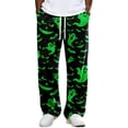 thumbnail image 1 of Rexolia Mens Halloween Pajama Pants Straight Leg Pumpkin Bat Web Print Drawstring Lounge Sleepwear Army Green L, 1 of 4