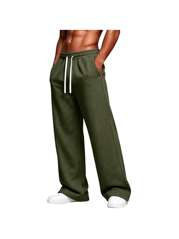 Mens Heavyweight Sweatpants Loose Fit Joggers with Pockets Drawstring Athletic Casual Lounge Gym Outdoor Army Green L