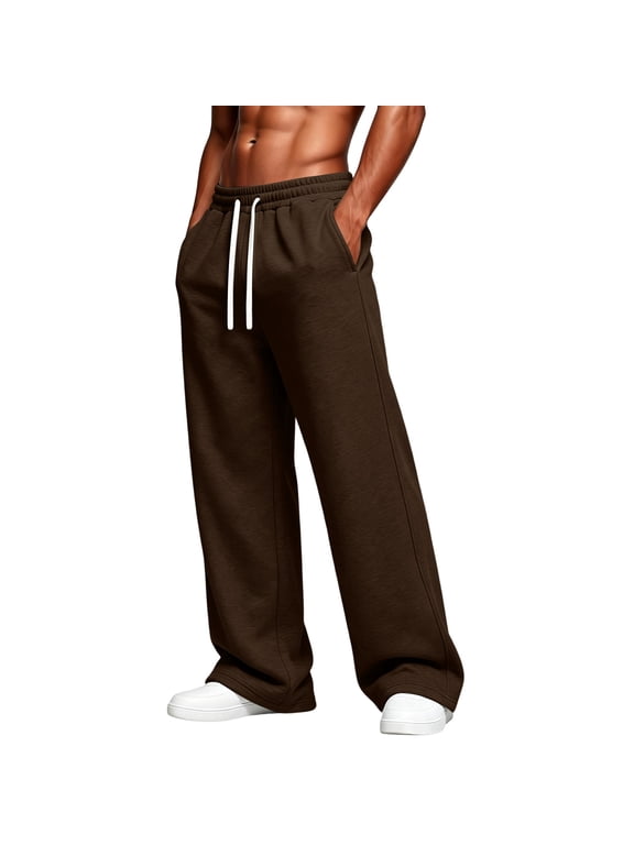 Mens Heavyweight Sweatpants Loose Fit Joggers with Pockets Drawstring Athletic Casual Lounge Gym Outdoor Coffee M