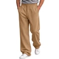 thumbnail image 1 of Rexolia Mens High Waist Brushed Fleece Sweatpants Open Bottom Loose Straight Drawstring Casual Camel S, 1 of 5