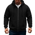 thumbnail image 1 of Rexolia Mens Oversized Zip Up Hoodie Brushed Fleece Heavyweight Full Zip Sweatshirt with Pockets Fall Winte Black L, 1 of 3