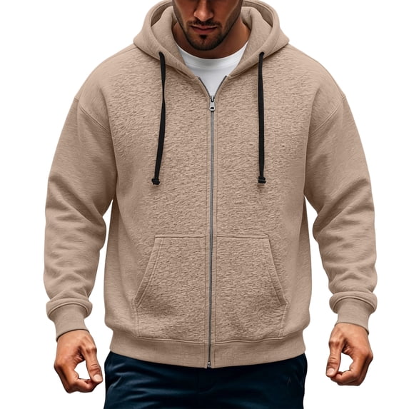 Rexolia Mens Oversized Zip Up Hoodie Brushed Fleece Heavyweight Full Zip Sweatshirt with Pockets Fall Winte Complexion 3XL