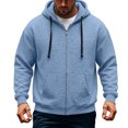 thumbnail image 1 of Rexolia Mens Oversized Zip Up Hoodie Brushed Fleece Heavyweight Full Zip Sweatshirt with Pockets Fall Winte Light Blue M, 1 of 3