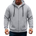 thumbnail image 1 of Rexolia Mens Oversized Zip Up Hoodie Brushed Fleece Heavyweight Full Zip Sweatshirt with Pockets Fall Winte Light Gray S, 1 of 3