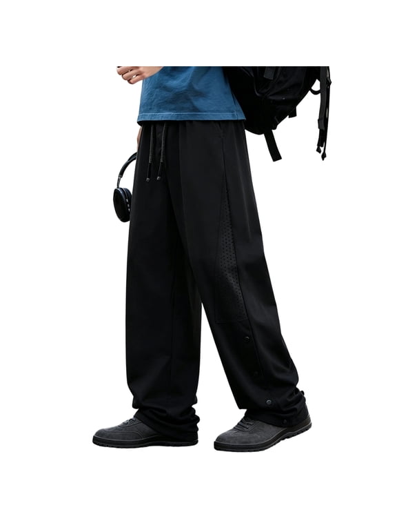 Mens Packable Rain Pants Waterproof Windproof Lightweight Overpants Half Leg button Hiking Fishing Outdoor Black XL