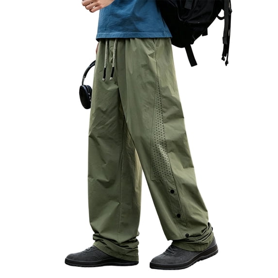 Rexolia Mens Packable Rain Pants Waterproof Windproof Lightweight Overpants Half Leg button Hiking Fishing Outdoor Light Green 3XL