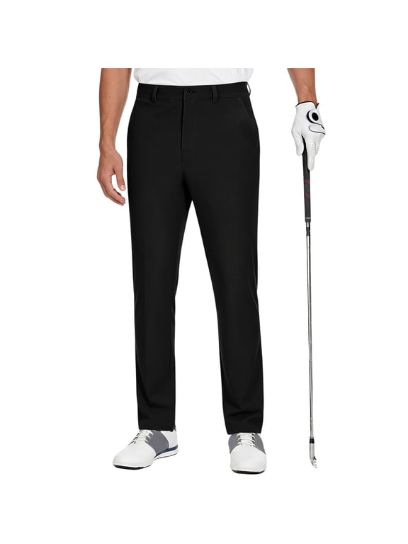 Mens Quick Dry Golf Pants Stretch Lightweight Wrinkle Free Business Casual Black 3XL