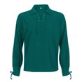 thumbnail image 1 of Rexolia Mens Renaissance Lace Up Pirate Shirt V Neck Tie Cuff Medieval Costume Cotton Long Sleeve Top Dark Green XL, 1 of 8