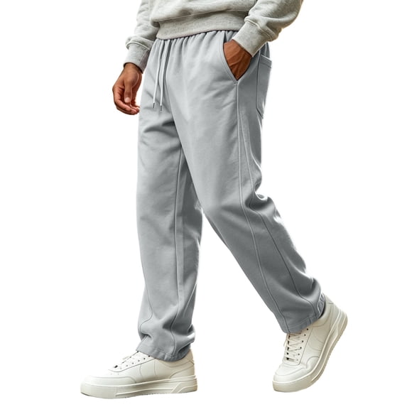 Rexolia Mens Stretch Straight Sweatpants 2 Zip Pockets Elastic Drawstring Waist Lightweight Gray M