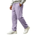 thumbnail image 1 of Rexolia Mens Stretch Straight Sweatpants 2 Zip Pockets Elastic Drawstring Waist Lightweight Light Purple L, 1 of 5