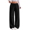 thumbnail image 1 of Rexolia Women's Baggy Wide Leg Sweatpants with Pockets Drawstring High Waist Casual Lounge Black 3XL, 1 of 7