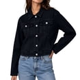 thumbnail image 1 of Rexolia Women's Denim Jacket Classic Western Style Button Down Long Sleeve with Pockets Black L, 1 of 6