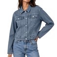 thumbnail image 1 of Rexolia Women's Denim Jacket Classic Western Style Button Down Long Sleeve with Pockets Light Blue XL, 1 of 6
