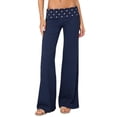 thumbnail image 1 of Rexolia Women's Foldover Waist Wide Leg Bell Bottom Pants Low Rise Yoga Lounge Blue XL, 1 of 7