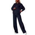 thumbnail image 1 of Rexolia Women’s Full Zip Relaxed Top & Wide Leg Pants Solid 2-Piece Active Set Navy M, 1 of 1