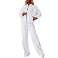 thumbnail image 1 of Rexolia Women’s Full Zip Relaxed Top & Wide Leg Pants Solid 2-Piece Active Set White 2XL, 1 of 4