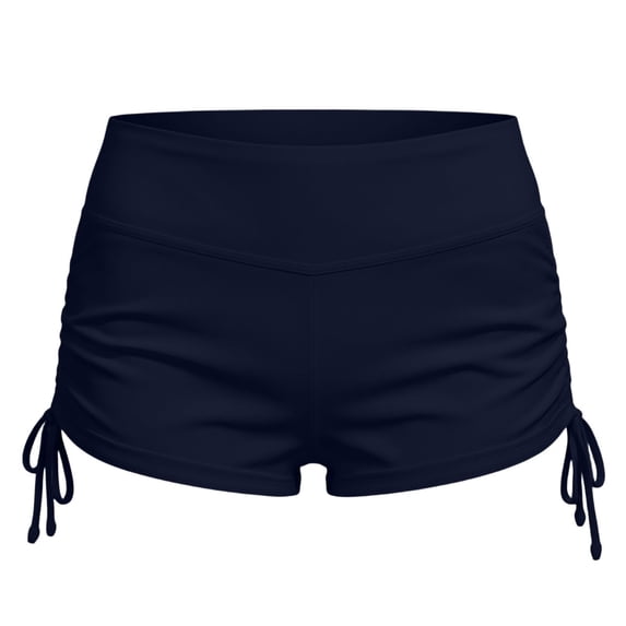 Rexolia Women's High Waist Swim Shorts Ruched Side Tummy Control Yoga Beach Workout Navy M