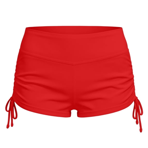 Rexolia Women's High Waist Swim Shorts Ruched Side Tummy Control Yoga Beach Workout Red 3XL