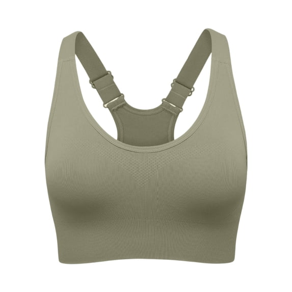 Rexolia Women's Supportive Racerback Sports Bra Adjustable Straps Running Army Green 32