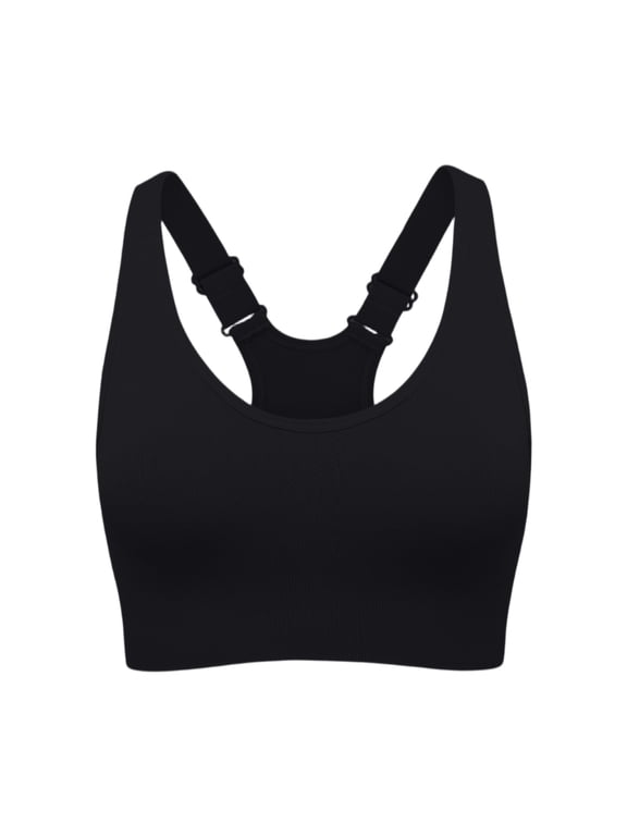 Women's Supportive Racerback Sports Bra Adjustable Straps Running Black 36