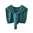 thumbnail image 1 of Rexolia Womens Lightweight Knit Shoulder Wrap Sweater Ice Silk Feel Draped Shawl Tie Front Outer Layer Casual Minimal Style Turquoise One Size, 1 of 2