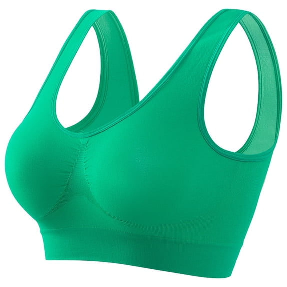 Rexolia Womens Plus Size Sports Bra Seamless Racerback Yoga Running Fitness Tank Top Wireless Support Crop Activewear Green 4XL