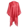 thumbnail image 1 of Rexolia Womens Solid Shawl Wrap Open Front Poncho Style Flat Scarf with Fringe Lightweight Drape Layer for Casual Daily Use Red One Size, 1 of 2