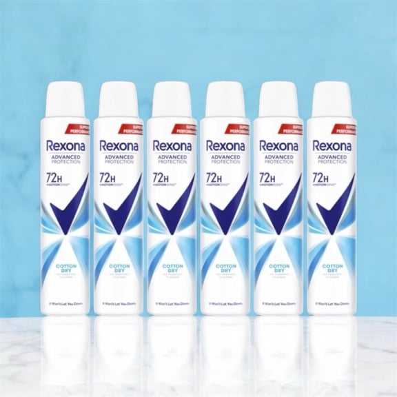 Rexona Advanced Protection Cotton Dry 72H Deodorant Spray, 6.7 oz. (Pack of 6)