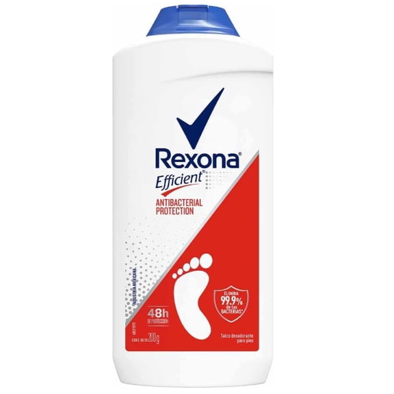 Rexona Efficient Desodorante Antibacterial para Pies en Talco Elimina Bacterias 200 g