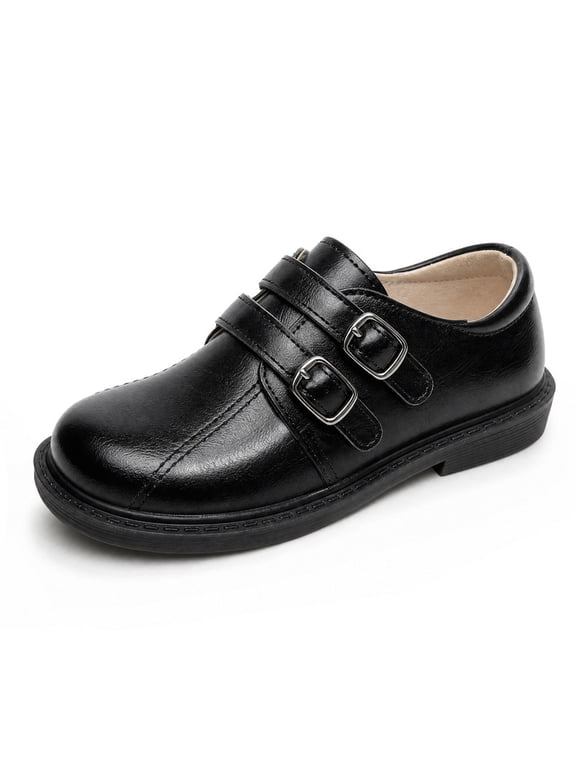 Girls School Loafers Premium PU Leather Double Buckle Wedding Flats Dress