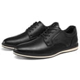 thumbnail image 1 of Rexoro Men Dress Oxford Shoes Perforated Breathable PU Lace Up Derby Shoes For Business Casual Office Work Daily,Black,9, 1 of 6