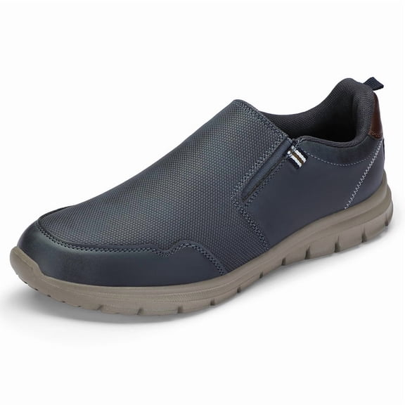 Rexoro Men's Slip-On Walking Shoes, Casual Loafers with Elastic Goring, Lightweight Comfort Work Shoes for Office Daily Use Navy 11