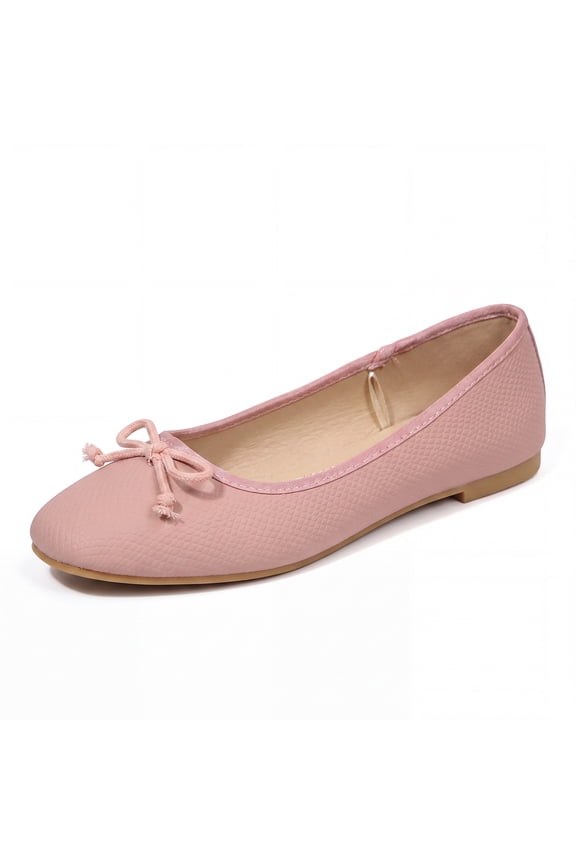 Women Ballet Flats Bow Round Toe Snakeskin Dress Shoes Comfort Casual Office Shoes