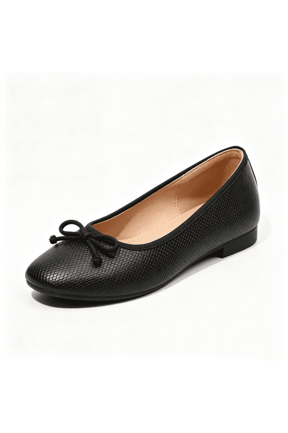 Women Ballet Flats Bow Round Toe Snakeskin Dress Shoes Comfort Casual Office Shoes