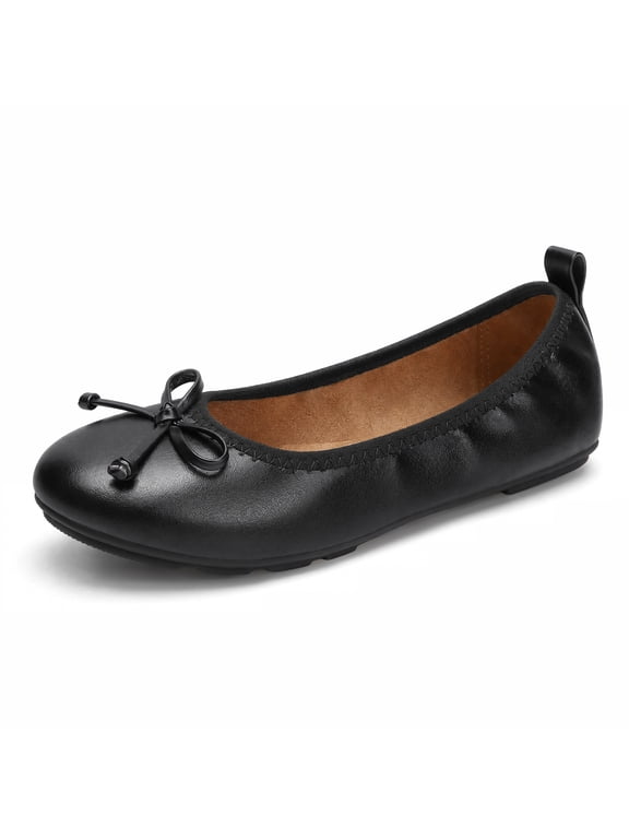 Women Ballet Flats Elastic Round Toe Bow Foldable Dance Shoes Comfort Casual