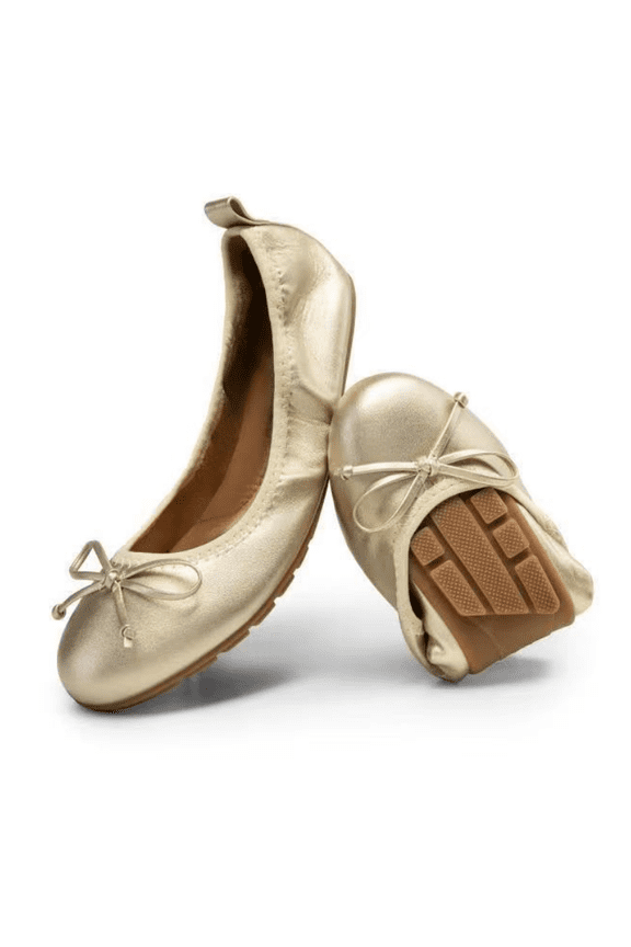 Women Ballet Flats Elastic Round Toe Bow Foldable Dance Shoes Comfort Casual