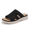 thumbnail image 1 of Rexoro Women Breathable Knit Slippers Lightweight Non-Slip Sandals Slip On Shoes Indoor Outdoor Summer Casual Daily Wear Black 7.5, 1 of 6