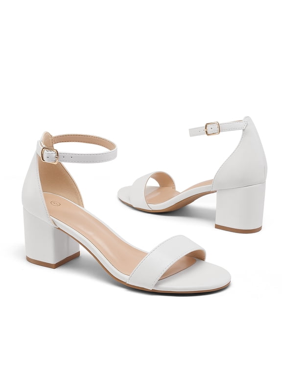 Women Chunky Low Heel Sandals Open Toe Adjustable Ankle Strap Dress Pumps for Wedding Party Daily Wear