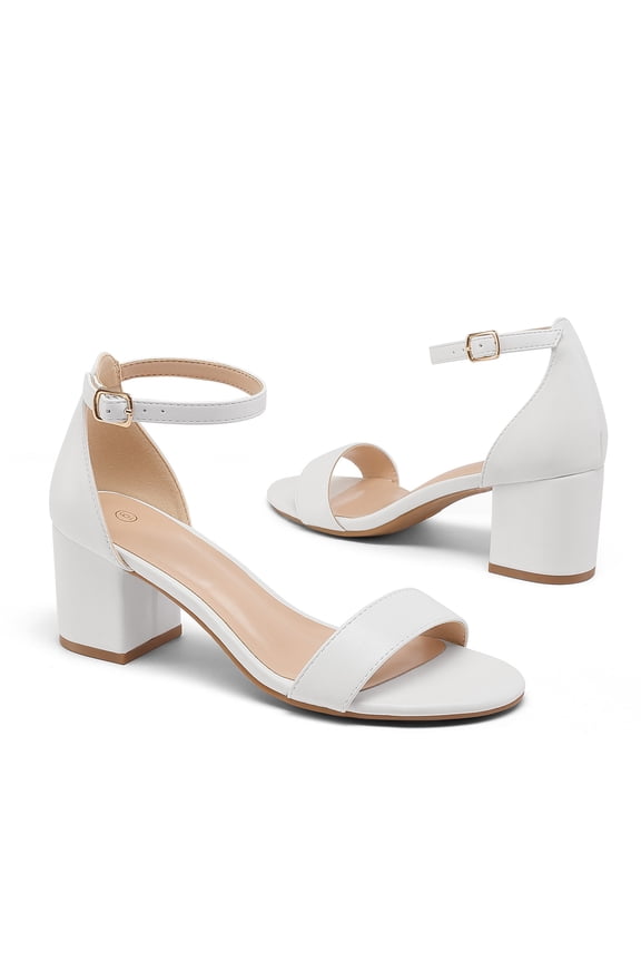 Women Chunky Low Heel Sandals Open Toe Adjustable Ankle Strap Dress Pumps for Wedding Party Daily Wear