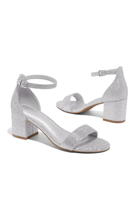 Women Chunky Low Heel Sandals Open Toe Adjustable Ankle Strap Dress Pumps for Wedding Party Daily Wear