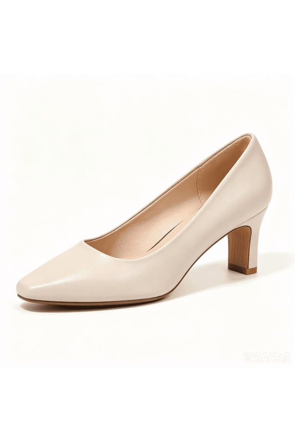 Women Chunky Pumps Square Toe Block High Heel Women's Dress Shoes Office Wedding