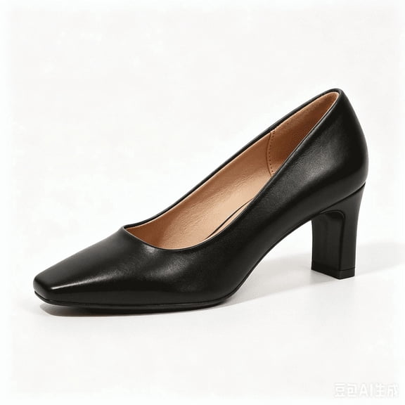 Rexoro Women Chunky Pumps Square Toe Block High Heel Women's Dress Shoes Office Wedding