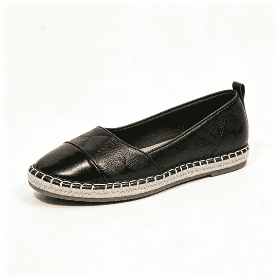 Rexoro Women Loafers Flats Cap Toe Woven Trim Comfort Slip On Women Shoes