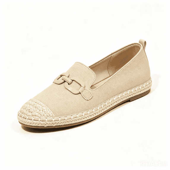 Rexoro Women Loafers Woven Toe Chain Comfort Flat Slip On Shoes Casual Holiday