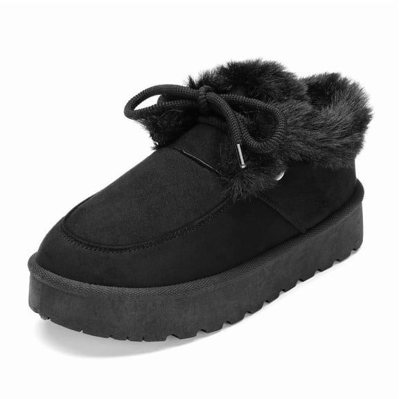 Rexoro Women Snow Boots Warm Faux Fur Lining Ankle Winter Boots Womens Platform Booties Black 8