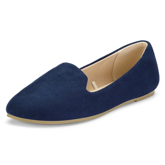 Rexoro Women's Ballet Flats Slip On Comfortable Suede Women Work Shoes Navy 8.5