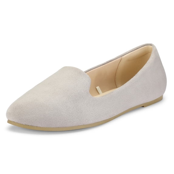 Rexoro Women's Ballet Flats Slip On Comfortable Suede Women Work Shoes Gray 7