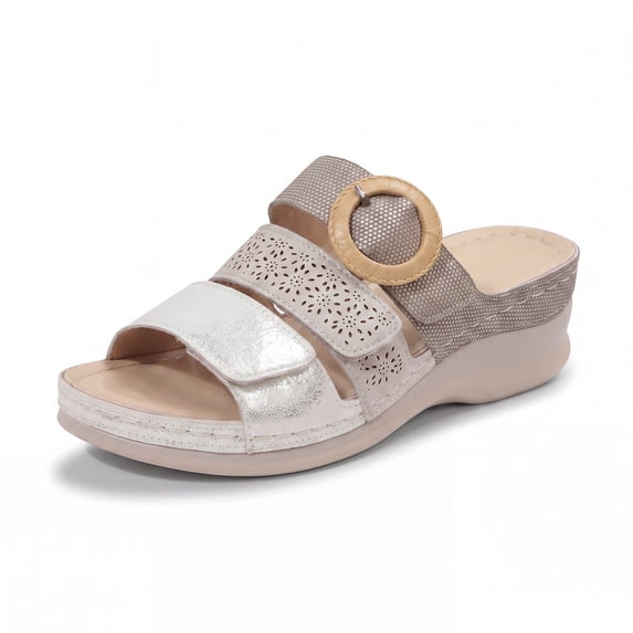 Rexoro Women Wedge Sandals Hook Loop Cushioned Walking Summer Womens Slides