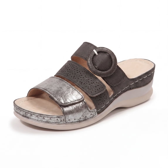 Rexoro Women Wedge Sandals Hook Loop Cushioned Walking Summer Womens Slides
