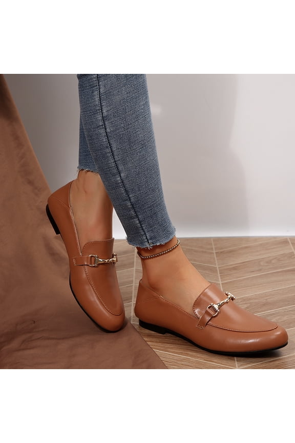 Women's Loafers Flats Leather Backless Slip On Office Casual Shoes